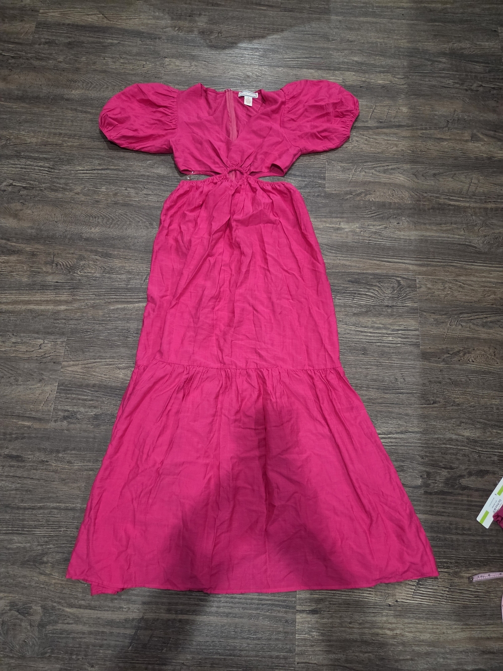 Flying Tomato Hot Pink Maxi Dress with Puff Sleeves Size Small